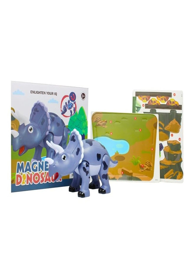 ICW Magnetic Dinosaur Building Toy, Figure with Scene Set, Educational Play Set for Ages 3+ (Triceratops)